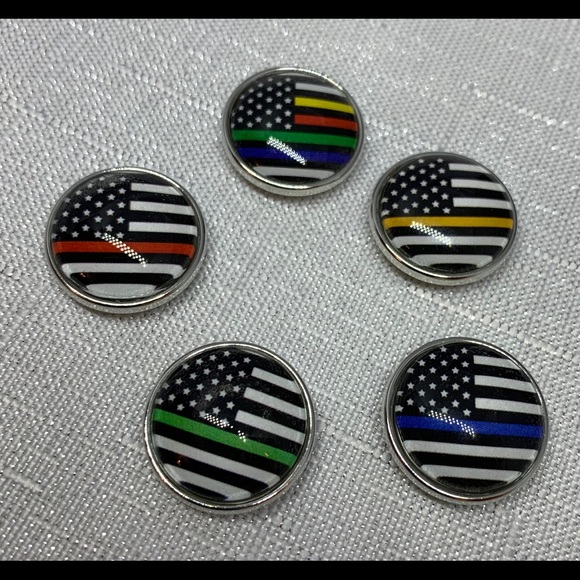 SALE - Service Flags Snap Button Charm Set - Oh Snap! - Picture 1 of 2